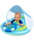 Baby Swimming Pool Float with Sun Canopy Safety Seat Double Airbag Inflatable Baby Swim Rings for Babies Kids Baby Floats for Pool Spring Floatie Swim Trainer Pool Floats for Toddlers 3-48 Months