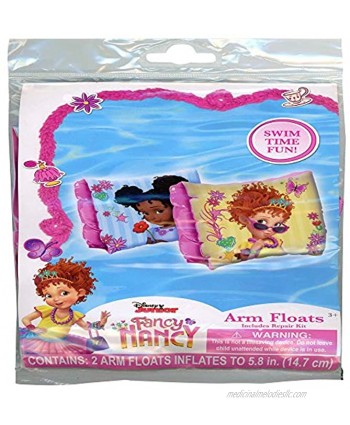 Disney Junior Fancy Nancy Inflatable Swimming Arm Floats Nancy & Bree Pool Beach Swim Summer Safety Gear Party Favor PVC Floaties TV Cartoon Character Series Collection for Kids 3 Items