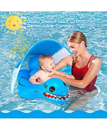 DUPOO Baby Pool Float Infant Pool Float Baby Swim Float with SPF 50+ Sun Protection Canopy & Safe Bottom Support Fun Gifts Baby Floats for Pool Toddler Baby Boy Girl Age of 3-36 Months