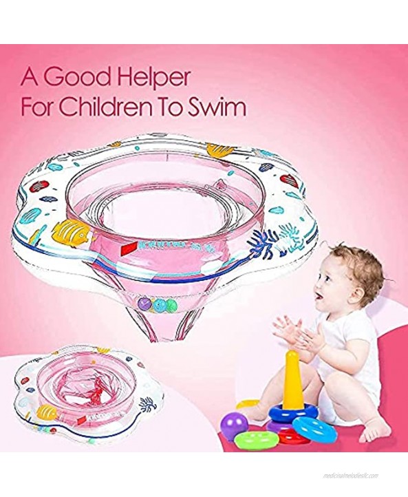 JCREN Swimming Baby Float for Pool Baby Boat with Activity Centers Inflatable Pool Float,Baby Bath Safety Seat Double Airbag Swim Rings for Babies Pink + Green