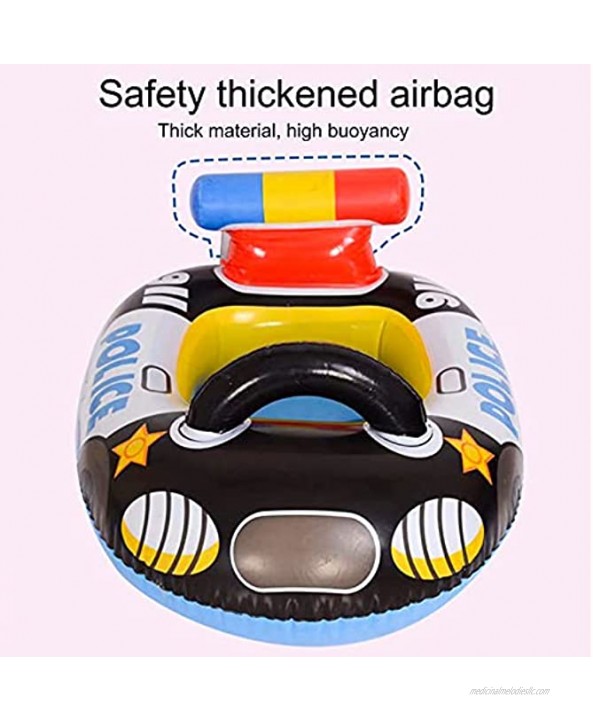 JENPECH Swimming Floats for Babies Kids Infant Pool Float with Funny Police Car Design Safe Material and Soft Seat Swimming Float Seat Boat Pool Swim Ring for Toddler Swimming Ring for Kids