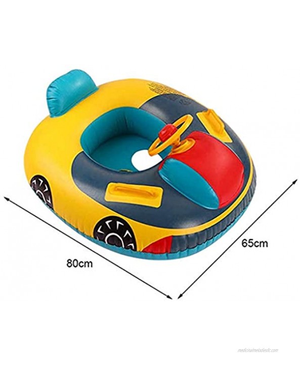 Kids Pool Float Baby Swimming Ring Cute Cartoon Inflatable Car with Wheel and Horn for Age 1-5 Babies Water Fun Safety Summer Swimming Boat Pool Seat Ring