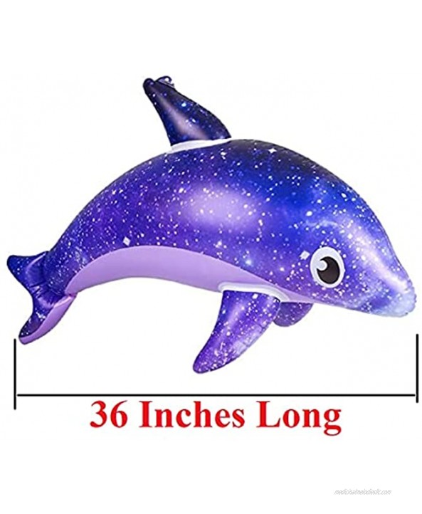 Large 36 Purple Galaxy Dolphin Colorful Dolphin Inflatable Pool Toy Inflate Beach Poolside Aquatic Themed Decor Birthday Party Decoration