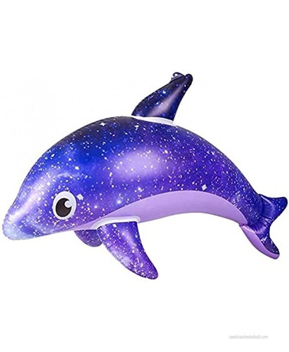 Large 36 Purple Galaxy Dolphin Colorful Dolphin Inflatable Pool Toy Inflate Beach Poolside Aquatic Themed Decor Birthday Party Decoration