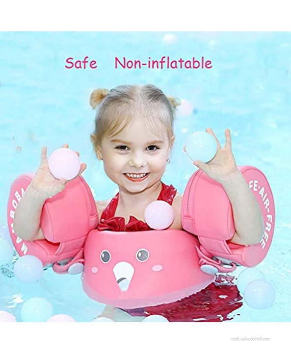 Non-Inflatable Kids Arm Wings Toddler Swimming Float Swim Aid Vest for Toddlers and Kids 30 to 66lbs,Detachable Arm Rings