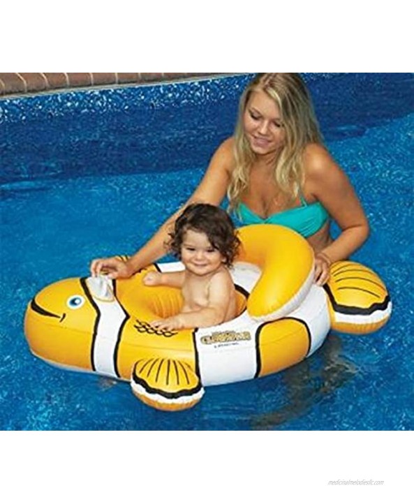 Swim Central 40'' Orange and White Inflatable Clownfish Baby Pool Float