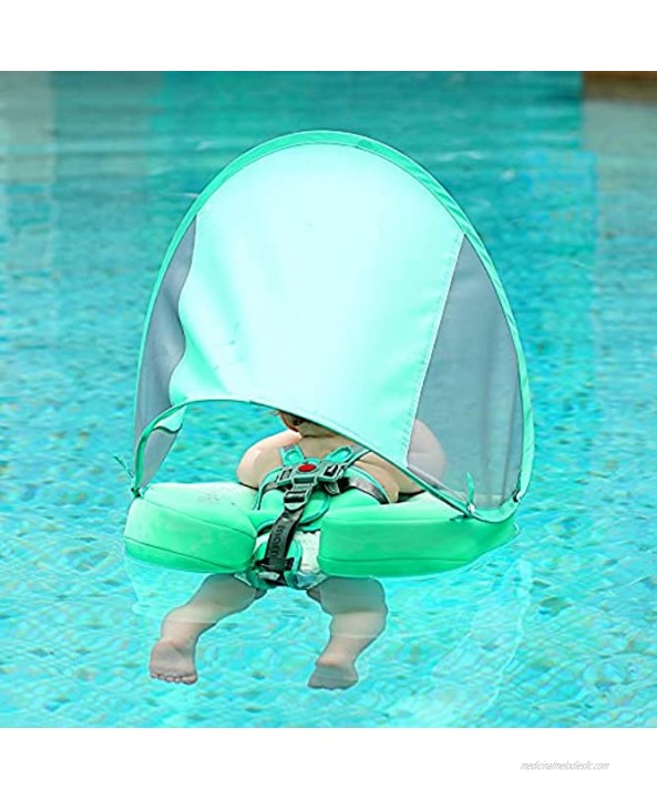 Tenacitee Solid Non Inflatable Baby and Toddler Swimming Ring Waterproof Airtight with Sunshade Use for Home swimming Pool