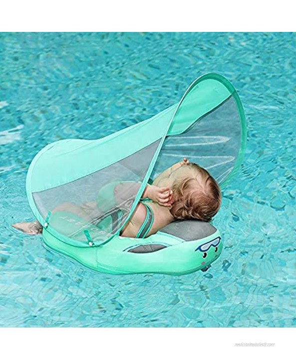 Tenacitee Solid Non Inflatable Baby and Toddler Swimming Ring Waterproof Airtight with Sunshade Use for Home swimming Pool