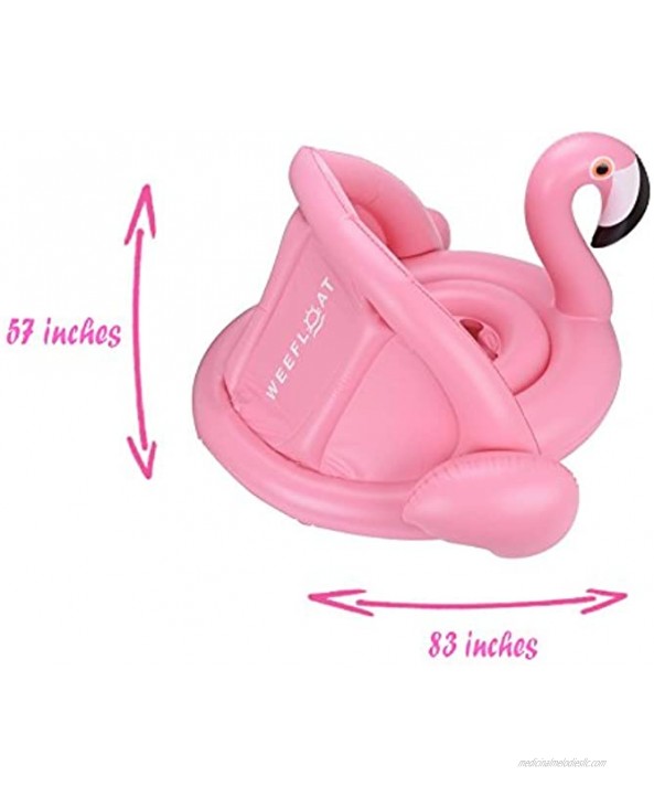 Weefloat Baby Flamingo Float with Canopy Inflatable Pool Float Baby Flamingo Popular Baby Infant Swimming Float Toy for Pool