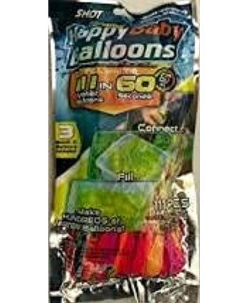 222 Quick Fill Water Balloons Rapid Self-Sealing Assorted Colors 2 Packs 111 Water Balloons per pack