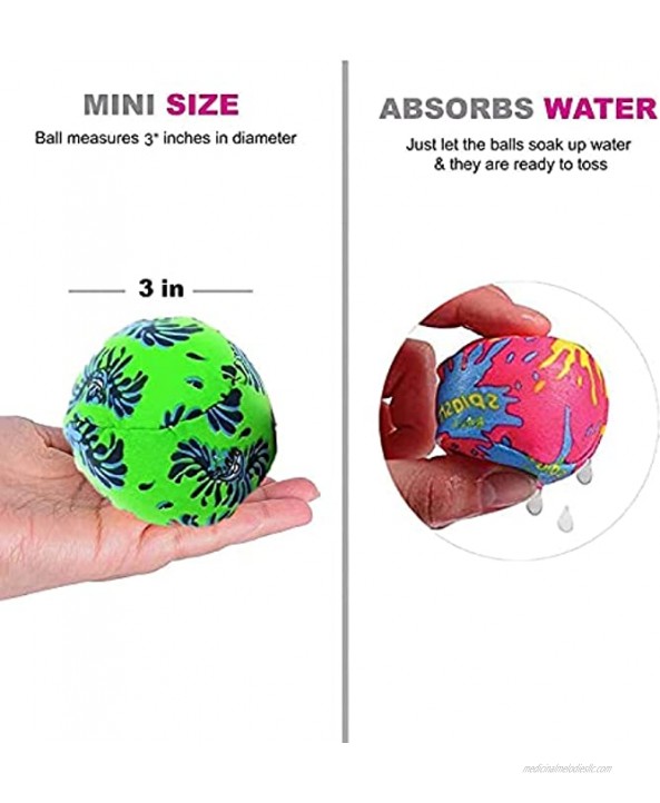 3 Water Bomb Splash Balls [12 Pack] Reusable Water Balloons Water Absorbent Ball Kids Pool Toys Outdoor Water Activities for Kids Pool Beach Party Favors. Water Fight Games by 4E's Novelty