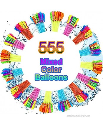 555PCS Water Balloon Pack Water Balloons with Quick Easy Refill Kits Biodegradable Latex Water Bomb Fight Games Outdoor Summer Splash Party Fun for Kids Adults Family Friends