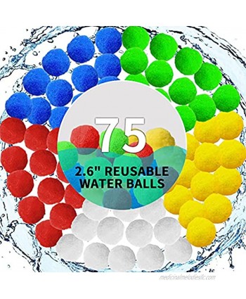 75 Pcs 2.6" Reusable Water Balls Splash Balls for Summer Outdoor Fun Pool Toys and Water Toys Water Balloons Fight Accessories for Pool Trampoline and Beach