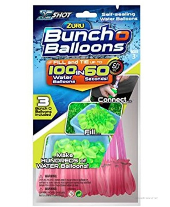 Bunch O Balloons – Instant Water Balloons – Pink 3 bunches – 100 Total Water Balloons