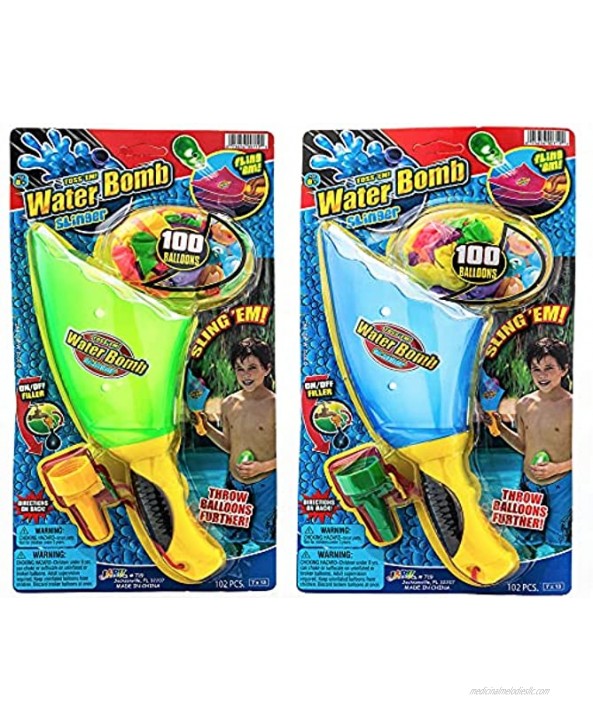 JA-RU Water Balloon Launcher 2 Packs Assorted Water Balloon Slingshot 30 Colorful Water Balloons Slinger & Rapid Water Injection Tool for Kids and Adults Water Bomb Sling Shot Set. 719-2