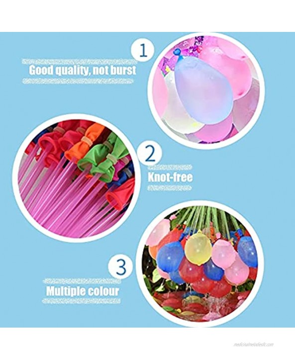 Multi-Colored Rapid-Fill Water Balloons JRChuang Quick Fill Multi-Colored Outdoor Summer Funs Easy Fill Biodegradable Water Balloons Beach Party Game Summer Party Game for Kids Family