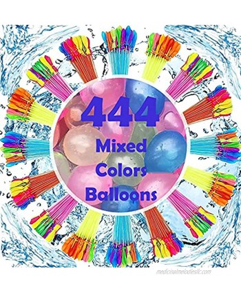 Myal Water Balloons for Kids Girls Boys Quick Fill for Summer Outdoor Party 444 Pcs with Mixed Color