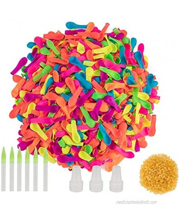 Water Balloons 1500 Pack Water Balloons Bunch Refill Quick & Easy Kits Biodegradable Latex Summer Splash Water Balloon Toys with Hose Nozzles for Kids Adults Water Fight Games Party Supply