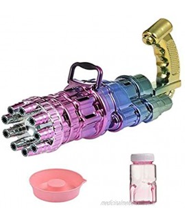 XUEF 2-in-1 Electric Bubble Machine Bubble Gatling Gun Children's Automatic Bubble Machine Safe Automatic Blower Toy Gun Huge Amount Bubble Maker Strong Tightness for Summer Electroplating Color