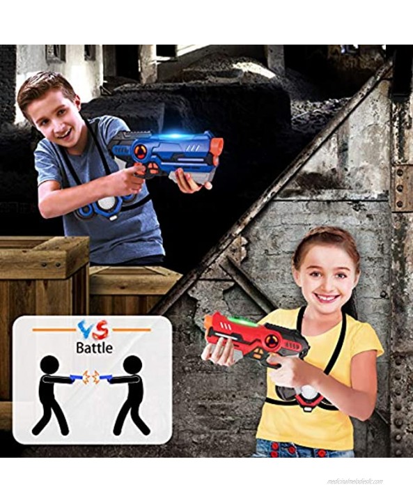 AMOSTING Laser Tag Guns with Fog Effect Vests Set of 4,Indoor Outdoor Fun Toy Gift for Kids Age 8+