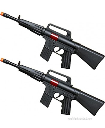 Army Rifle Gun Toy Set of 2 Pretend Play Toy Sound and Sparking Action Black 16 Inches