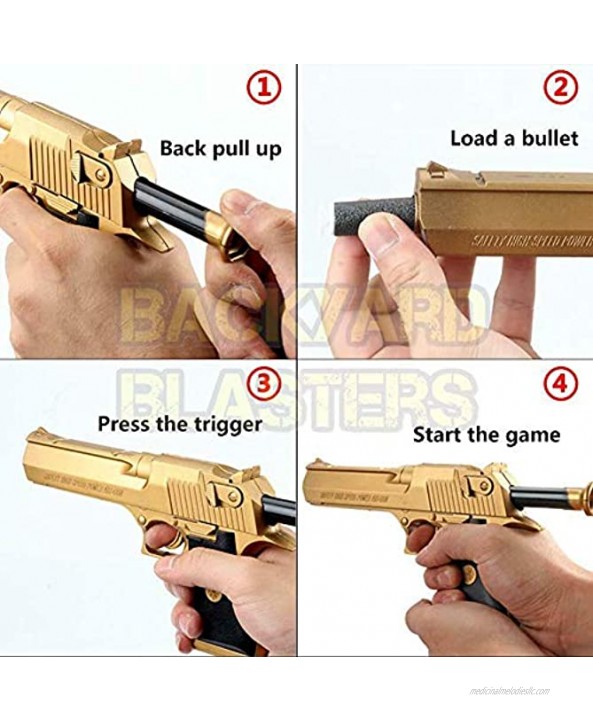 Backyard Blasters Toys Guns for Boys Golden Desert Eagle Toy Foam Dart Gun for Kids and Dart Gun Toy for Adults