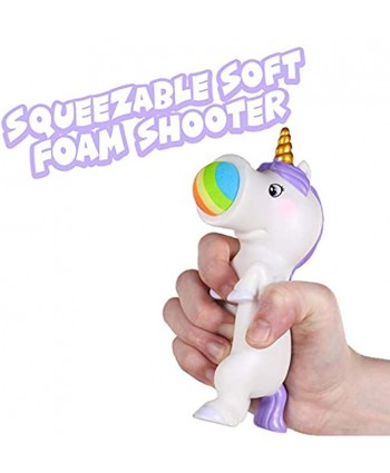 Hog Wild White Unicorn Popper Toy and Sticky Target Set Shoot Foam Balls Up to 20 Feet 4 Rainbow Balls Included Age 4+