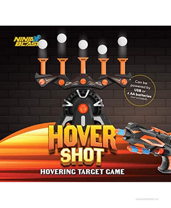 HoverShot Ball Shooting Target Toy for Kids – Game for Nerf Gun Indoor Practice – Includes Gun Targets & Darts Cool Birthday Gifts Toys for Boys Age 5+ Years Old Powered by Plug or Batteries