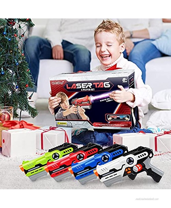 Laser Tag Guns Set of 4 | Multiplayers Laser Tag Set for Battle Games| Lazer Tag Guns Toys Best Gift for Boys Girls | Indoor Outdoor Games for Kids,Adults and Family | Ages 8+