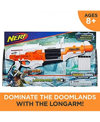 Longarm Nerf Doomlands Toy Blaster with Flip-Open Drum and 5 Official Nerf Doomlands Elite Darts for Kids Teens and Adults