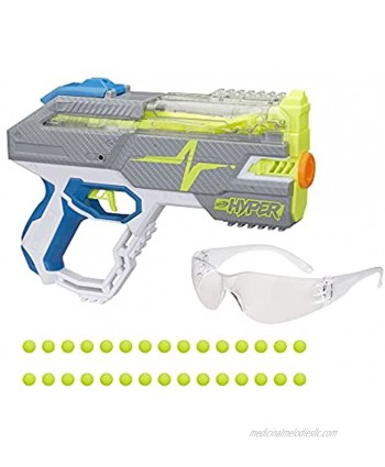 NERF Hyper Rush-40 Pump-Action Blaster 30 Hyper Rounds Eyewear Up to 110 FPS Velocity Easy Reload Holds Up to 40 Rounds