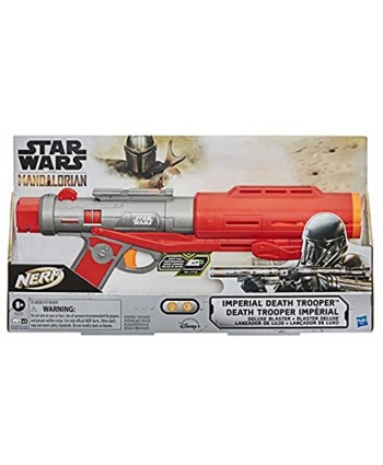 NERF Star Wars Imperial Death Trooper Deluxe Dart Blaster The Mandalorian Blaster Sounds Light Effects 3 Glow-in-The-Dark Darts