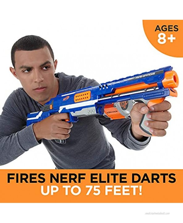 Rampage Nerf N-Strike Elite Toy Blaster with 25 Dart Drum Slam Fire & 25 Official Elite Foam Darts for Kids Teens & Adults Exclusive