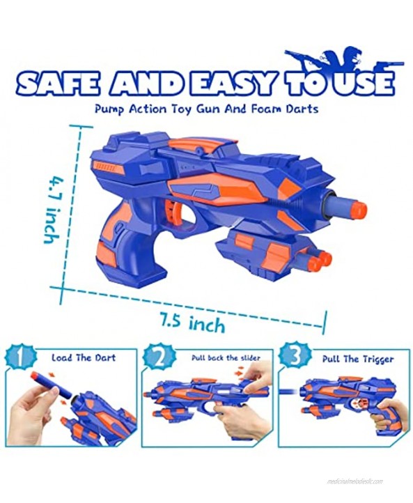 Shooting Game Toy with 2 Foam Blasters & Guns Stable Shooting Targets & 100 Foam Darts Compatible with Nerf Guns for Boys 5 6 7 8 9 10 Years Old Gifts Halloween Zombie Carnival Party Games