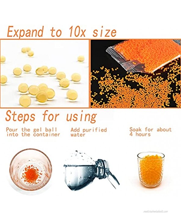 Water Beads Refill Ammo Works for Gel Ball Water Blasters 5 Pack-50,000 Capsules,Eco Friendly,Non Toxic,Water Based Gel Balls Bullet （Orange 5 Pack 7-8mm