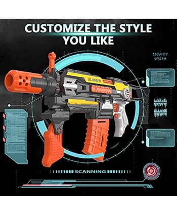 X TOYZ Motorized Blaster Toy Gun Automatic Foam Darts Blaster Compatible with Nerf Guns Darts and Parts Electric Shooting Toy Guns with 30 Darts 8 Styles DIY Toy Gun for 6+ Aged Kids Birthday Gift