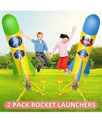 YEEBAY Rocket Air Launch Toy for Kids Age of 3 4 5 6 7 8+ Years Old Boys Girls 2 Pack Stomp Launchers & 8 Colorful Foam Rockets Fun Outdoor Game Ideal Xmas Birthday Gift