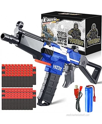 YKToyz Motorized Blaster Toy Gun with 3 Burst Modes DIY Automatic Toy Foam Blaster Gun with 100 Pcs Soft Darts Fit for NERF Electric Toy Guns Birthday Gifts for 6+ Years Old