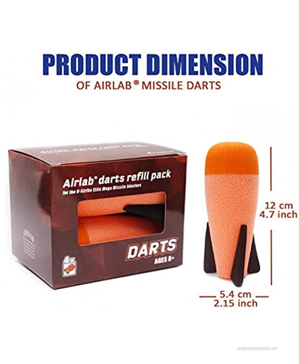 Airlab Mega Missile Refill Bullets 4-Pack Compatible with Nerf N-Strike Elite Series Bullets Rockets Mega Darts for Nerf Gun