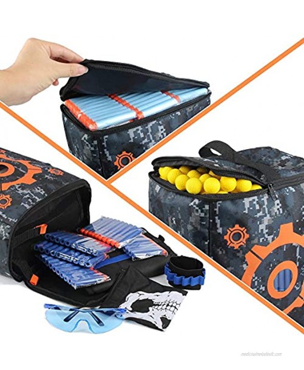 AMOSTING Targets Pouch for Nerf Gun N-Strike Elite + 200Pcs Refill Darts for Nerf N Strike Elite Glow at The Dark Bullets Pack