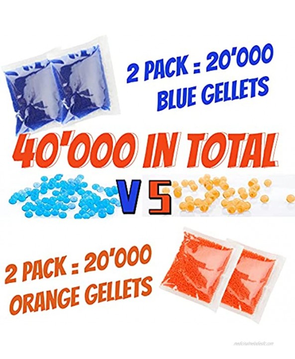 N W 40000 Pcs Gel Blaster Gellets Refill Ammo 7-8mm Water Bullets Beads Made for Gel Blasters Eco Friendly Non-Toxic Water Based Gel Balls Bullet Blue,Orange