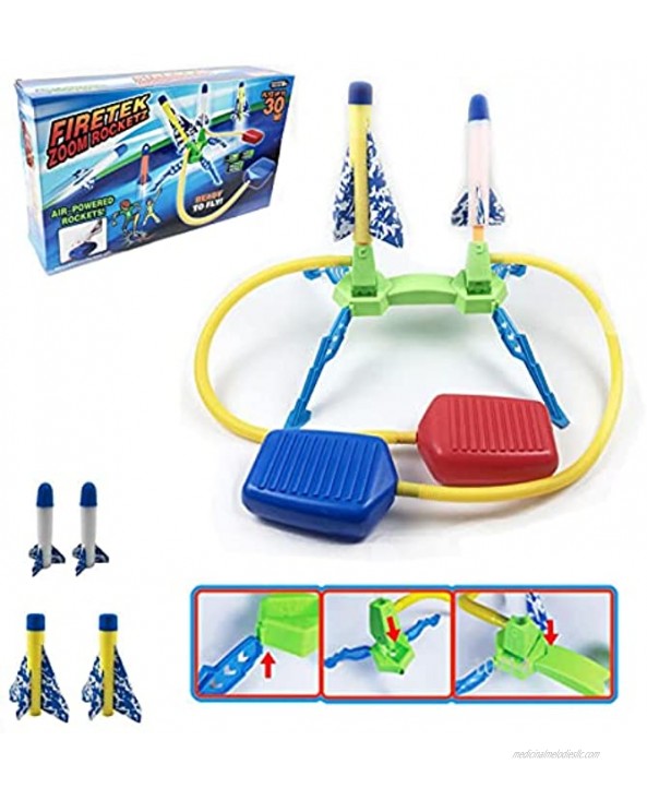 Qserd Rocket Toy Toy Rocket Toy Rocket Launcher for Kids with 4 Foam Rockets and Toy Air Rocket Launcher for Kids Fun Outdoor Garden Games Activity for Children justifiable
