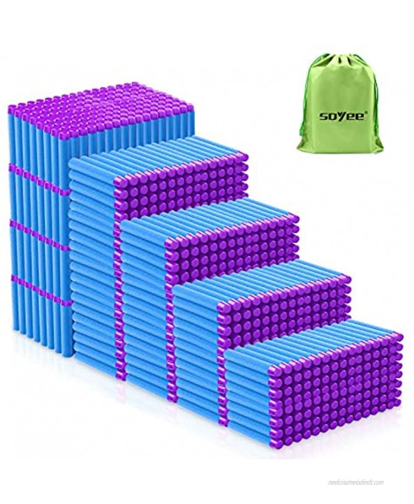 Soyee Compatible Darts 1000 PCS Refill Pack Bullets for Nerf N-Strike Elite Series Blasters Toy Gun Light Blue with Storage Bag