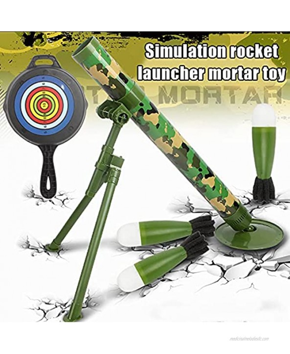 Wusuowei Foam Mortar Launcher with Target Board & 3 x Soft Simulation Rocket for Kids Adjustable Shooting Angle Range up to 20ft.