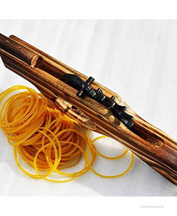 Z-one Wooden Rubber Band Gun Outdoor Toy Easy Load with 80 Rubber Bands 12.2 inches Length
