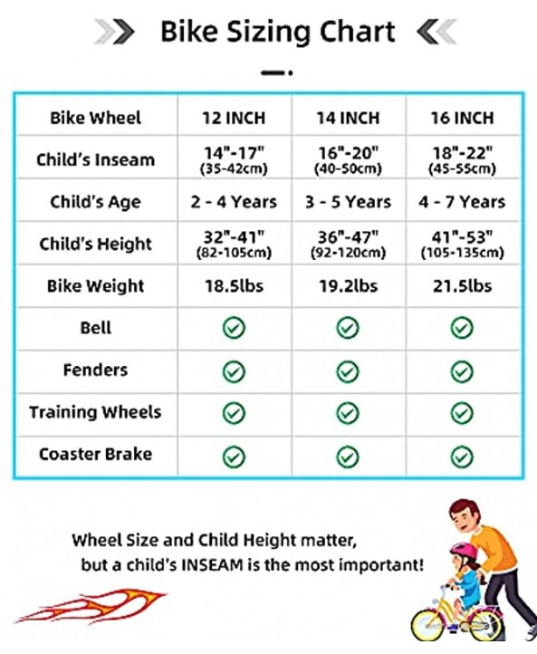 JOYSTAR 12 14 16 Kids Cruiser Bike with Training Wheels for Ages 2-7 Years Old Girls & Boys Toddler Kids Children Bicycles