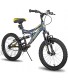 JOYSTAR Contender 18 & 20 Inch Kids Mountain Bike for Boys & Girls Featuring Small Steel Full Dual-Suspension Frame and 1-Speed Drivetrain with Kickstand Included Blue Black