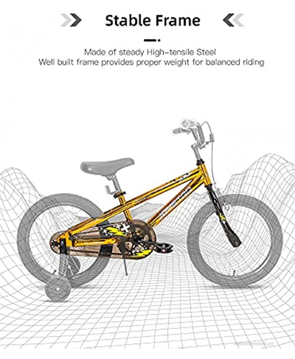 JOYSTAR Pluto Kids Bike with Training Wheels for 12 14 16 18 20 inch Bike Kickstand for 18 20 inch BMX Freestyle Bicycle Black Blue Red Green Orange Pink Golden
