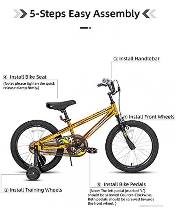 JOYSTAR Pluto Kids Bike with Training Wheels for 12 14 16 18 20 inch Bike Kickstand for 18 20 inch BMX Freestyle Bicycle Black Blue Red Green Orange Pink Golden