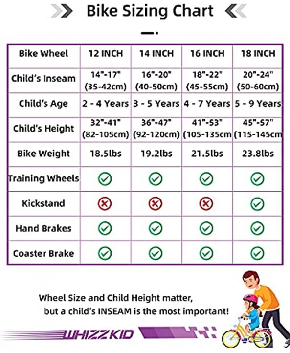 JOYSTAR Whizz Kids Bike with Training Wheels for Ages 2-9 Years Old Boys and Girls 12 14 16 18 Toddler Bike with Handbrake for Children Blue Pink Silver Beige White